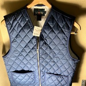 J Crew NWT Women’s Quilted Zippered Vest Color Blue Size Small
